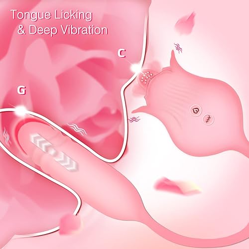 Miniatura 10 de Vibrador de juguete rosa para mujer, vibrador de lengua de clítoris, juguetes sexuales con 10 modos de velocidad, consolador de punto G, masajeador