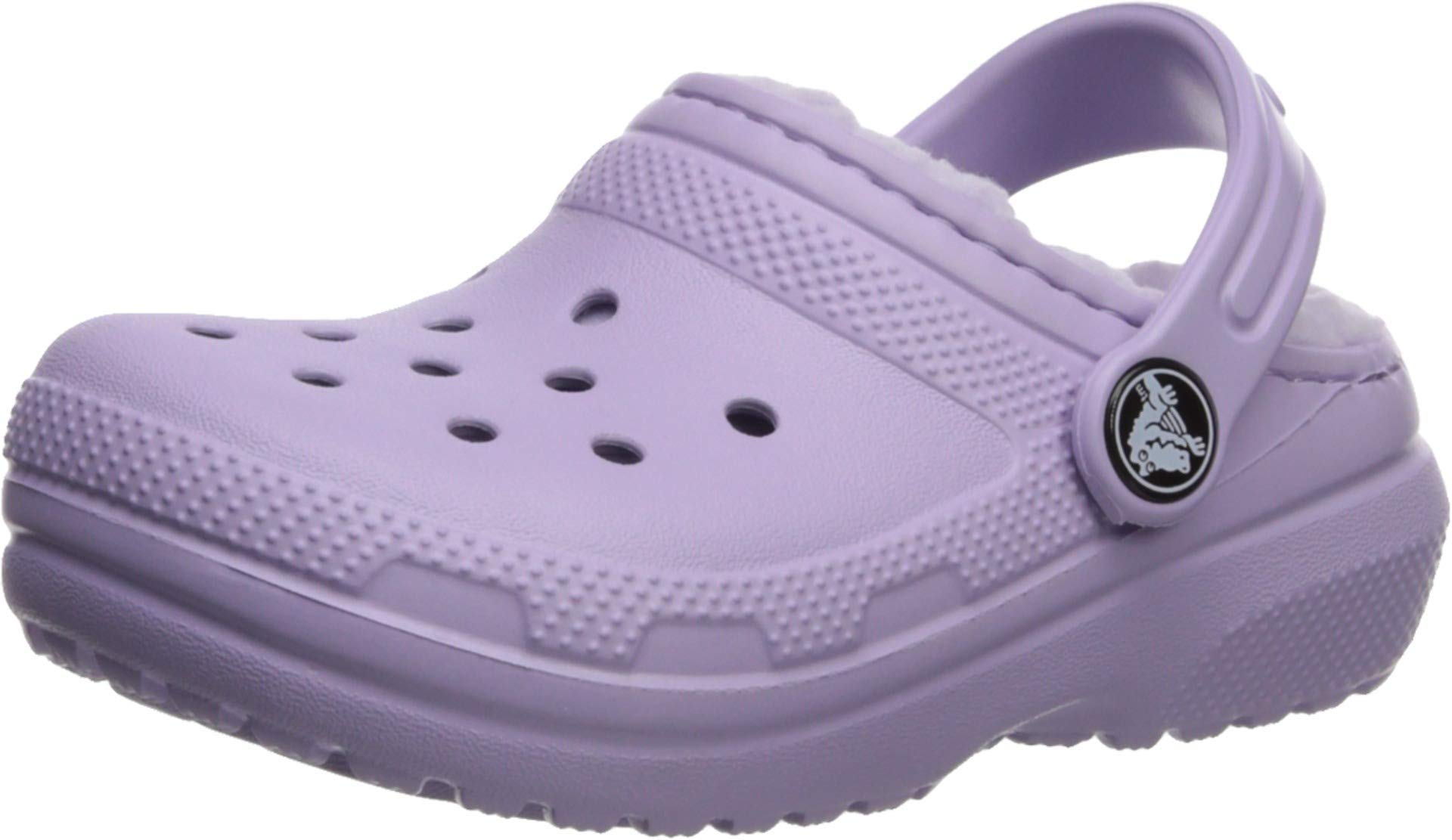 Crocs unisex child Kids' Classic Lined | Kids' Slippers Clog, Lavender/Lavender, 5 Toddler US