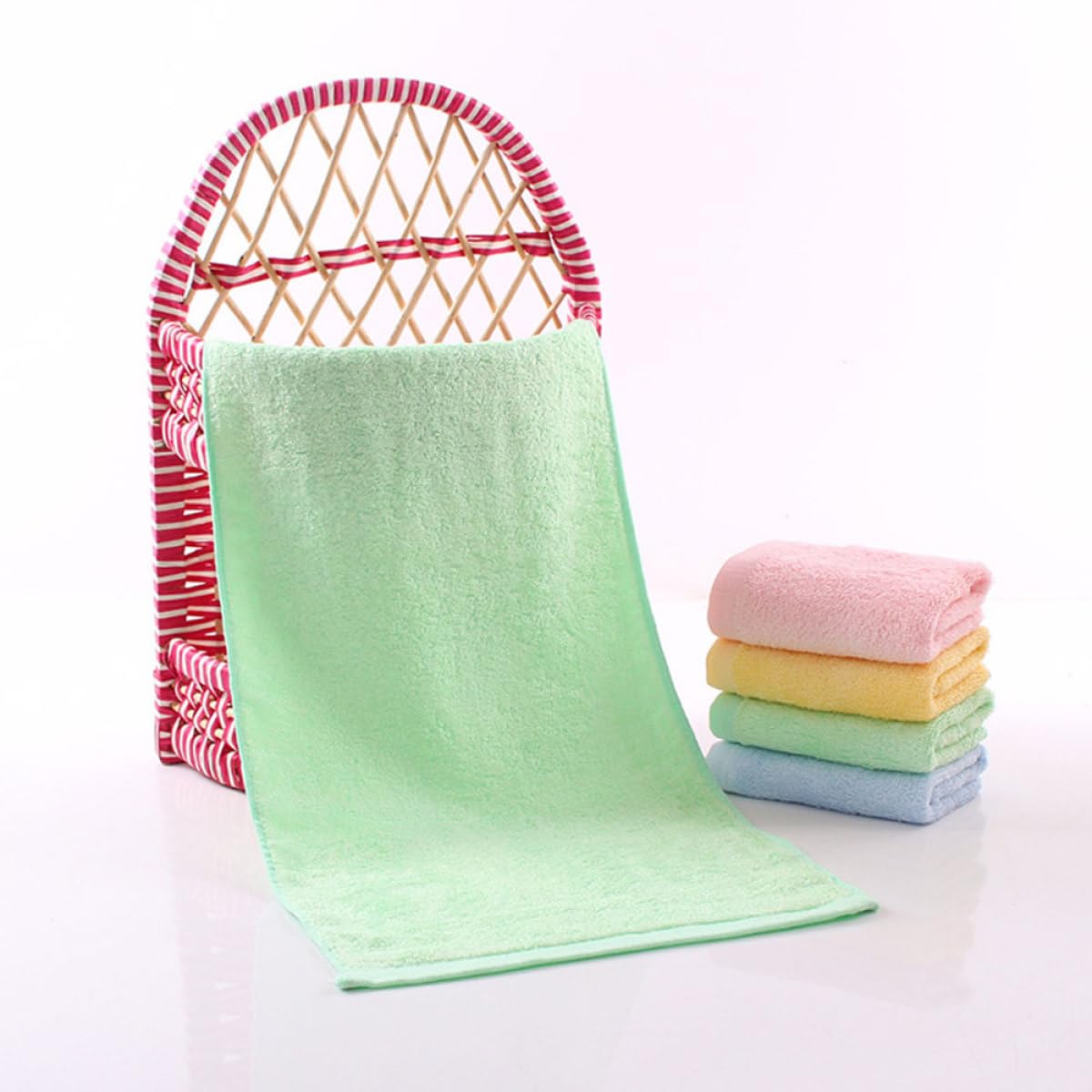 FRCOLOR Lot de petites serviettes pour enfants Couverture de bain pour bébé Serviette de visage pour bébé Serviettes douces et absorbantes Serviettes de cuisine en microfibre avec capuche Serviette