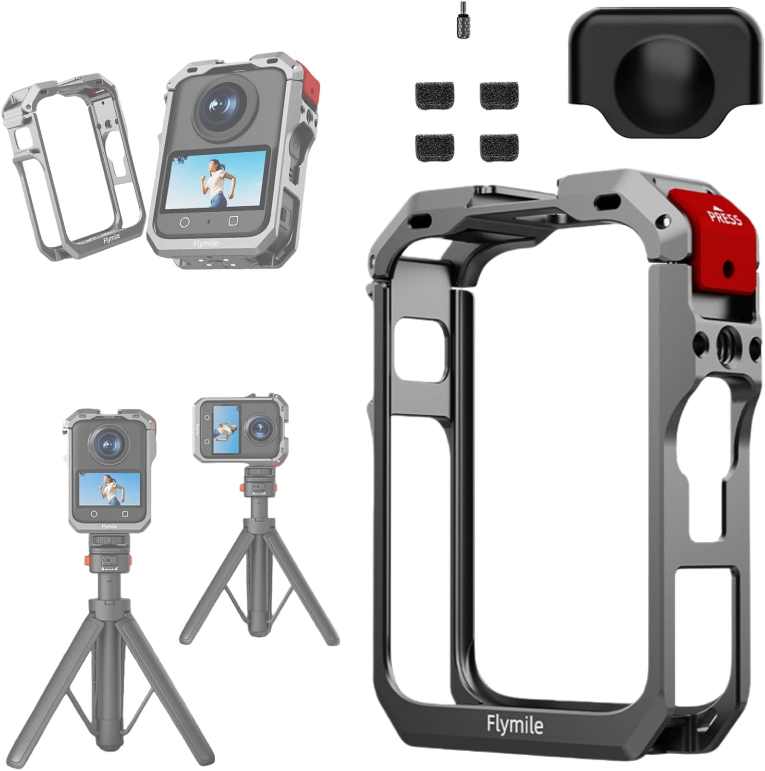 Metal Frame Camera Cage for DJI Osmo 360, Aluminum Case Protective Frame Expansion Housing Shell for OSMO 360