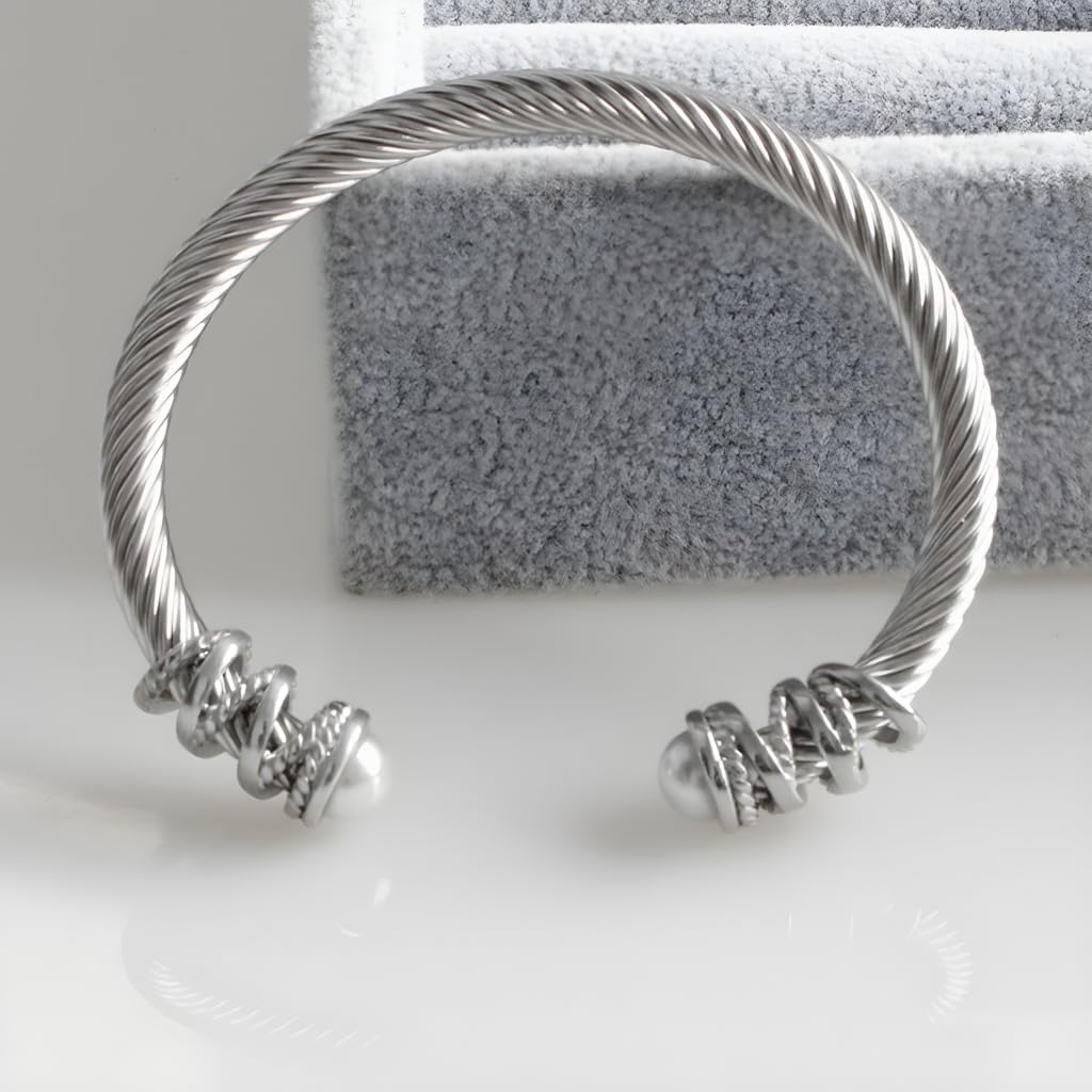 Elegant Twisted Cable Bangle Bracelet for Women - Open Cuff Classic Jewelry Gift for Anniversary, Valentine, Birthday - Image 5