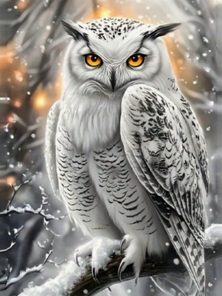 Brennora Embroidery Cross-Stitch Kits for Adults Beginners Pre Printed Cross Stitch Kit Snowy Owl 11CT Needlework Arts and Crafts for Home Decor 16x20 inch