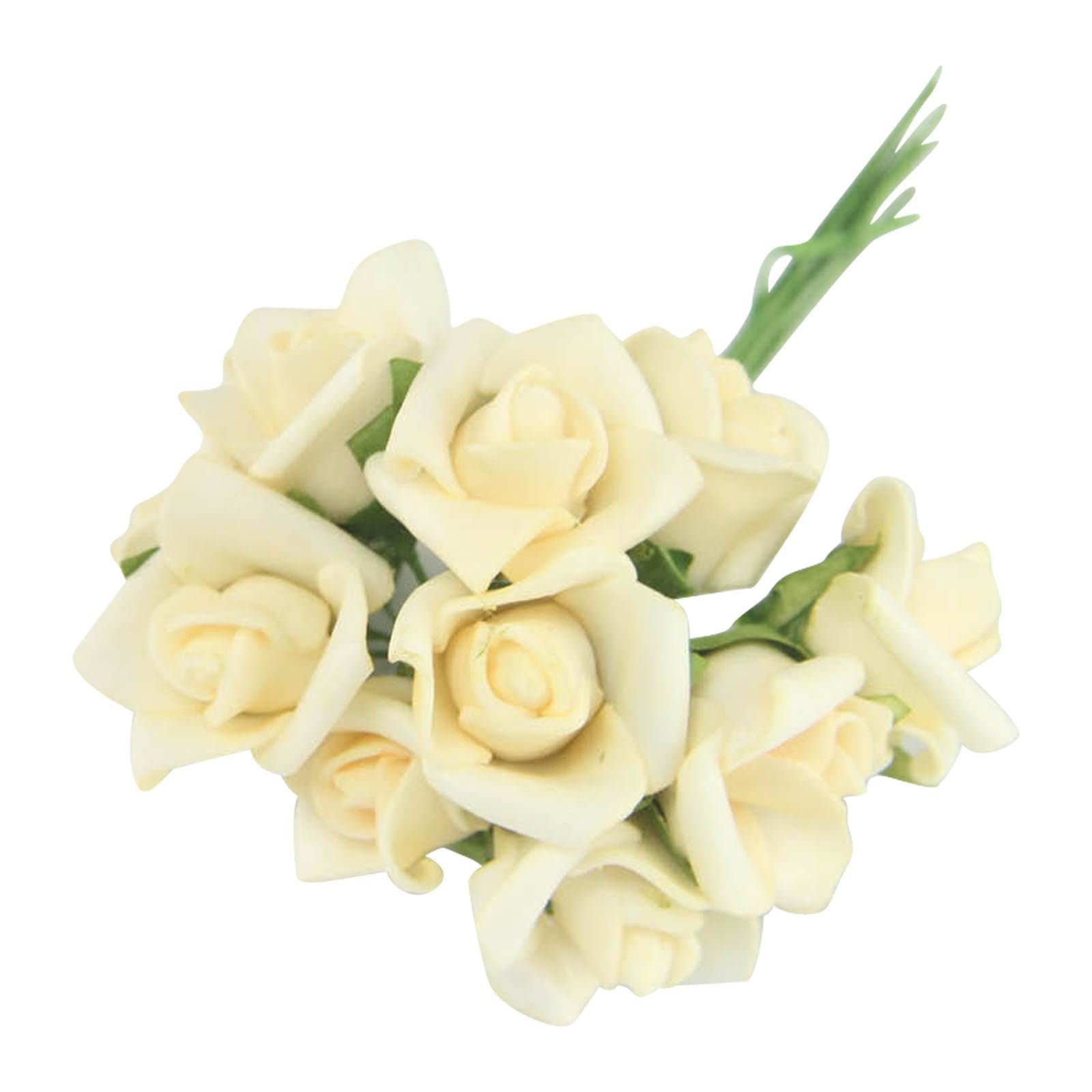 Bundles of 12 Mini Foam Rose Bunches! Bulk Wholesale Artificial Flowers Craft[Peach,1 Bunch]