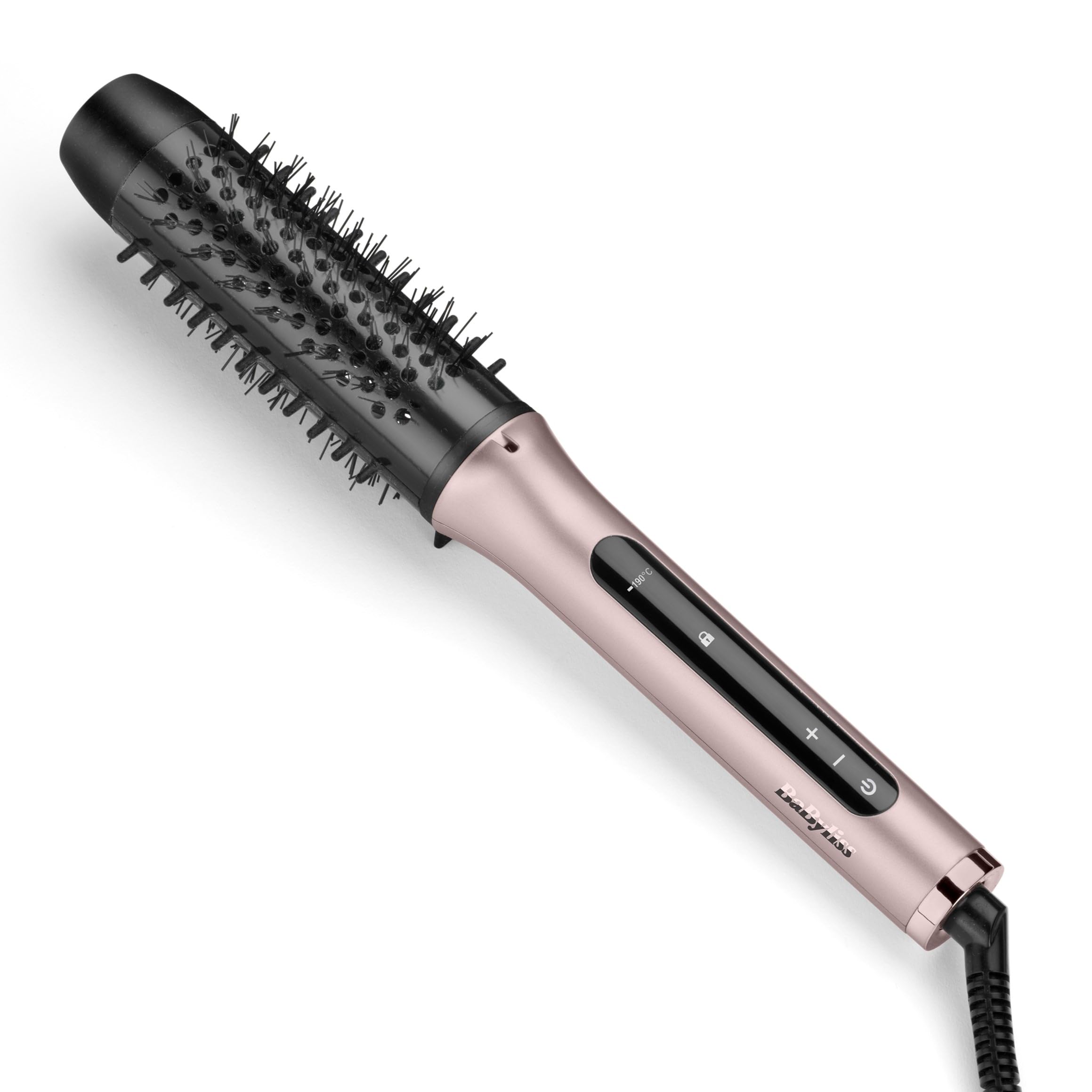 BaByliss Volume Boost Thermische Warmluftbürste – NEU 2025, 38-mm-Heizbürste mit Lockenfunktion, Ionen-Frizz-Kontrolle, 4 Temperatureinstellungen, Mehrspannungsfähig, Pink/Schwarz, HSB200E