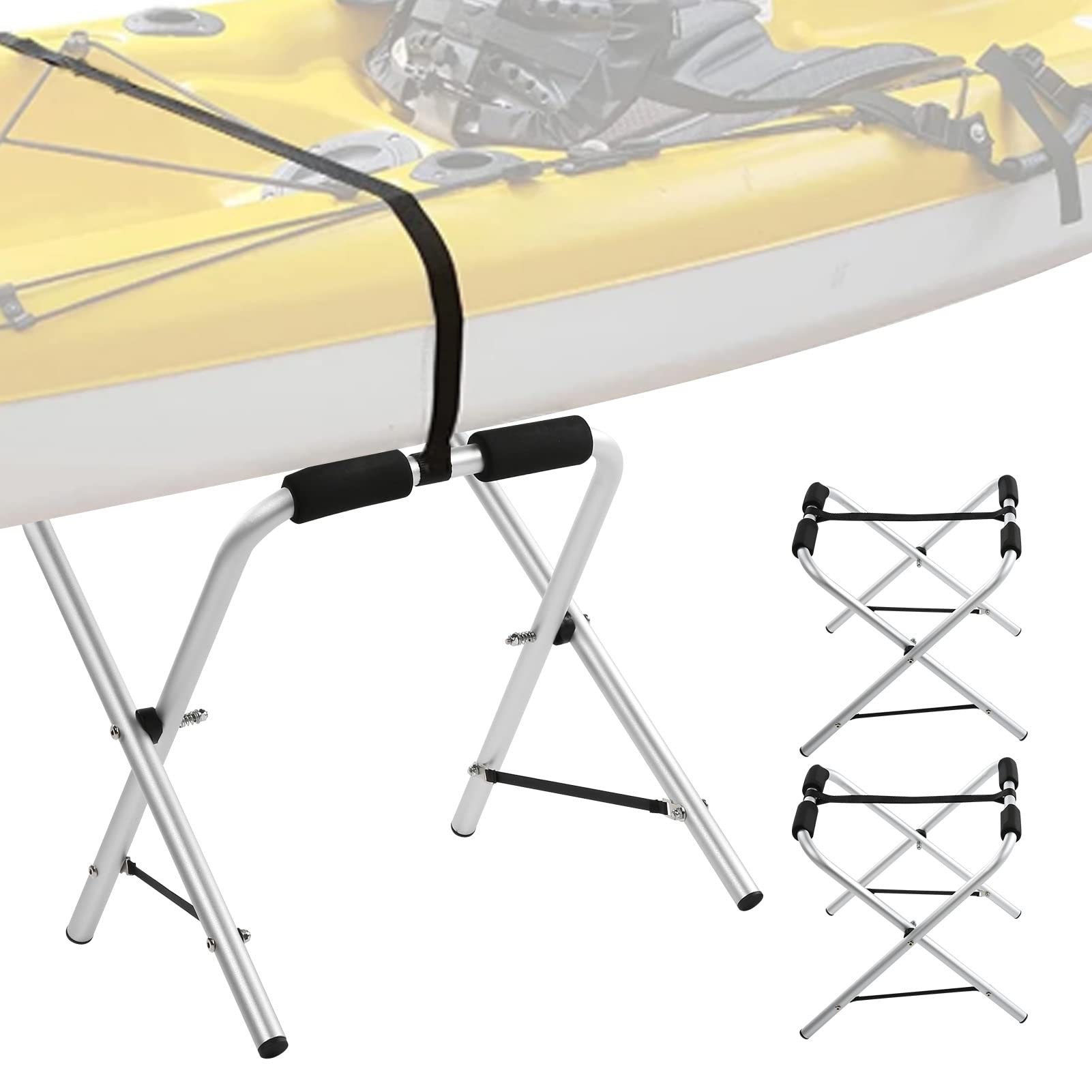 Cavalletto Pieghevole per Kayak, cavalletto Pieghevole Portatile per Kayak in Lega di Alluminio, capacità di 150 libbre, cavalletto Facile da riporre Porta Kayak per Kayak da Pesca