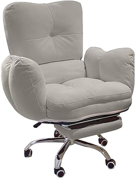 Lazy Office Chair, Desk Chairs with Thick Soft Cushion and Footrest Design, Computer Chair Suitable for Dormitory Study and MakeupGray