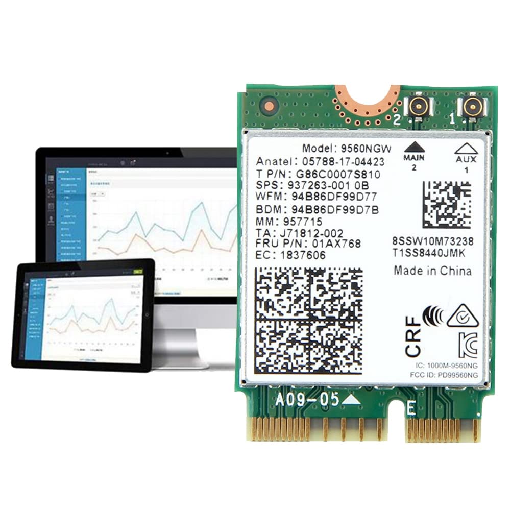 9560NGW Scheda WiFi + Antenna 1730Mbps AC 9560 Dual Band 2.4G+5G BT 5.0 802.11Ac M.2 CNVI 9560NGW Adattatore Wireless