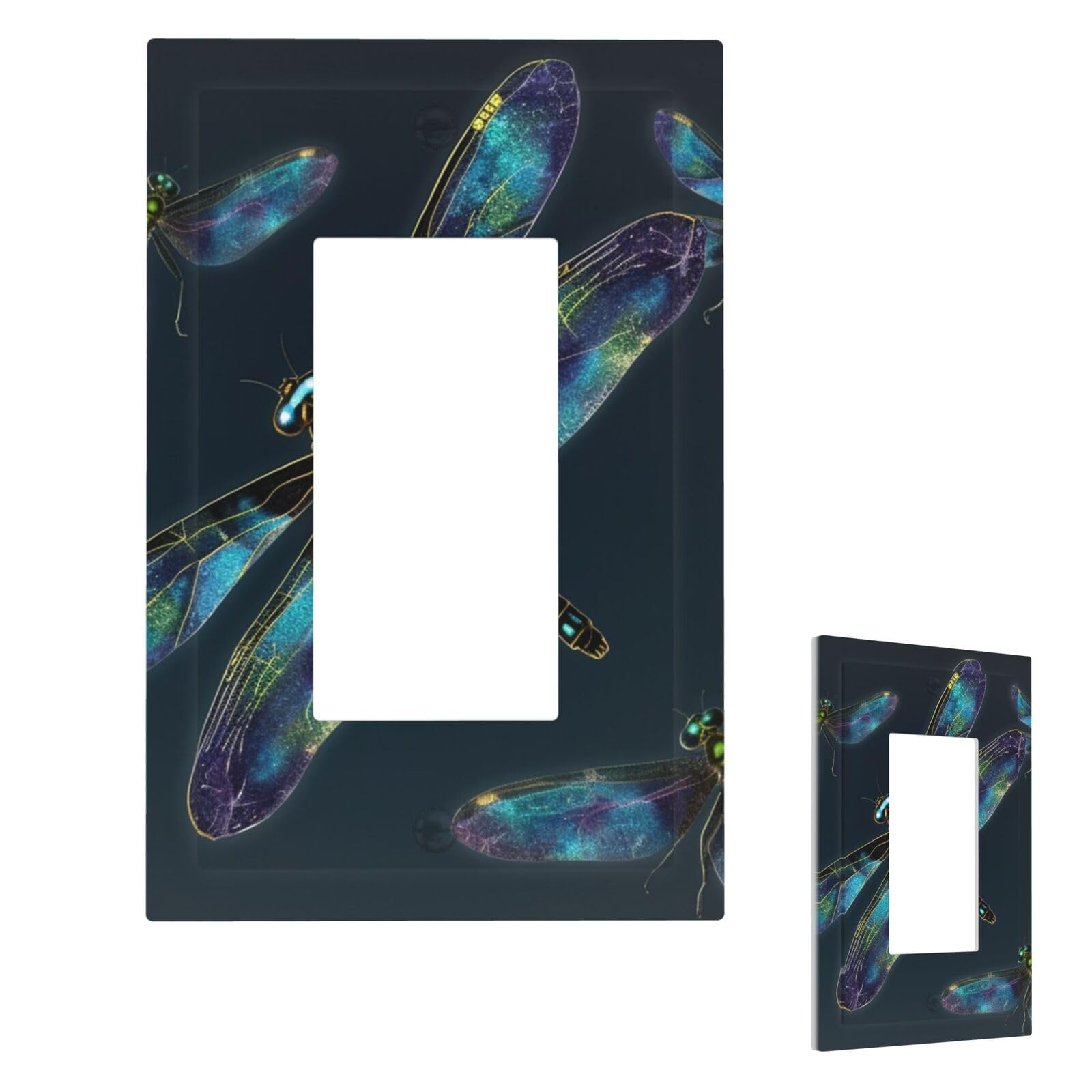 Fekiloot 1 Gang Dragonfly Wall Plate Cover Modern Decorative Light Switch Cover Unbreakable Receptacle Outlet Covers For Living Room Bedroom Home Decor