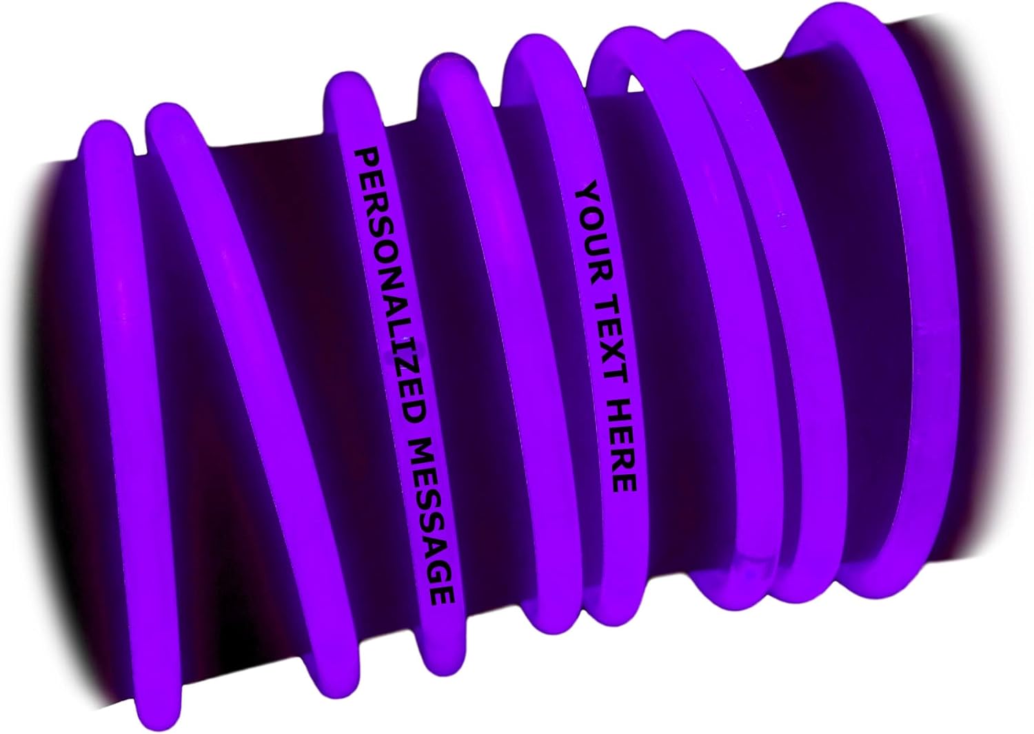 50 x Personalized 8'' Glow Bracelets Light Sticks, Wedding & Birthday Party Favors, Imprinted w/YOUR MESSAGE (004 Blue), Blue,Orange,Pink,Purple