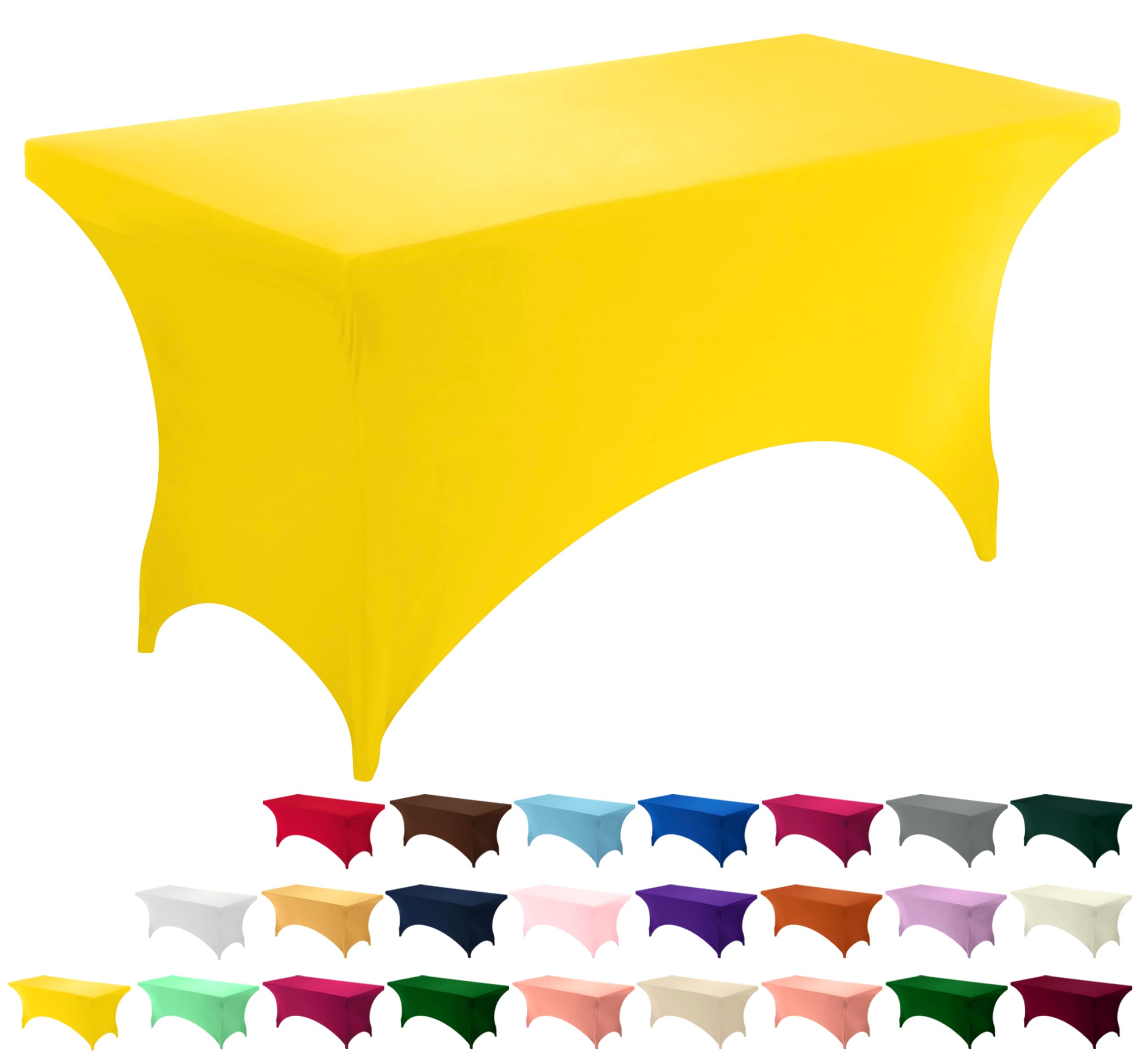 Utopia Kitchen Spandex Table Cloth 1 Pack [6FT, Yellow] Tight, Fitted, Washable and Wrinkle Resistant Stretch Rectangular Patio Table Cover for Event, Wedding, Banquet & Parties [183Lx76Wx76H] cm