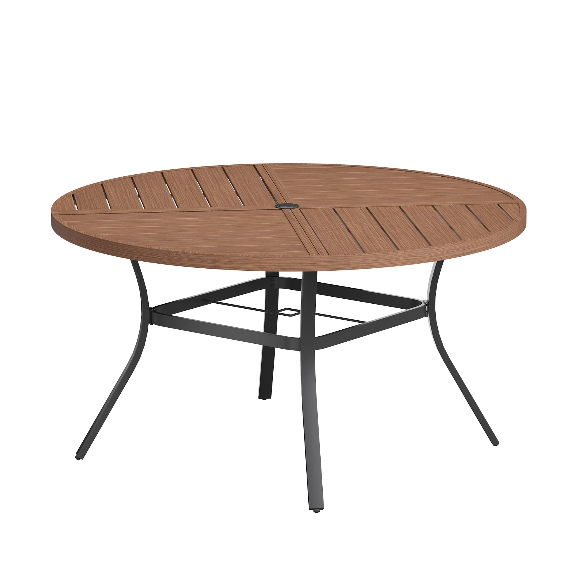 VICLLAX Round Patio Table with Adjustable Umbrella Hole for 6, All Weather Metal Outdoor Dining Table for Lawn Garden, 50" Outdoor Coffee Table,
