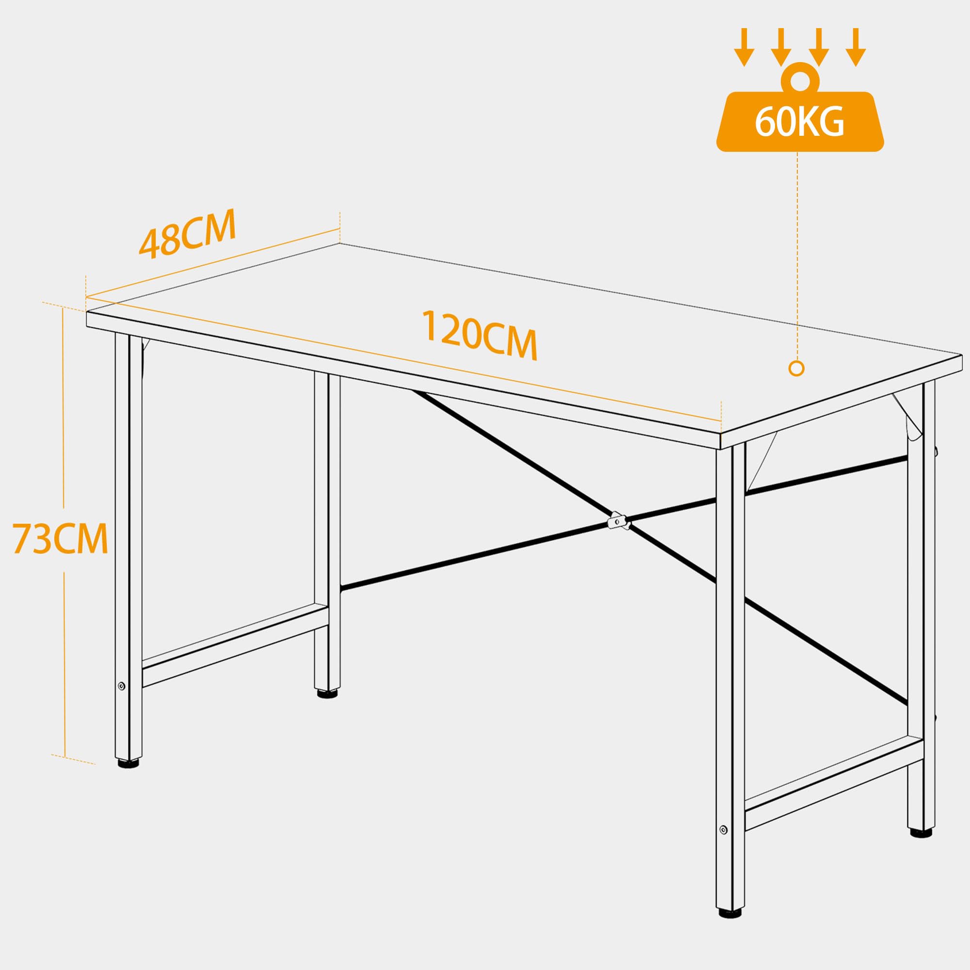 BEXEVUE Escritorio de 120 x 48 cm, pequeño Escritorio para Ordenador, Mesa de Oficina para Estudio, Dormitorio, diseño Industrial, Estructura de Metal, Mesa de PC de Madera para el hogar y la Oficina