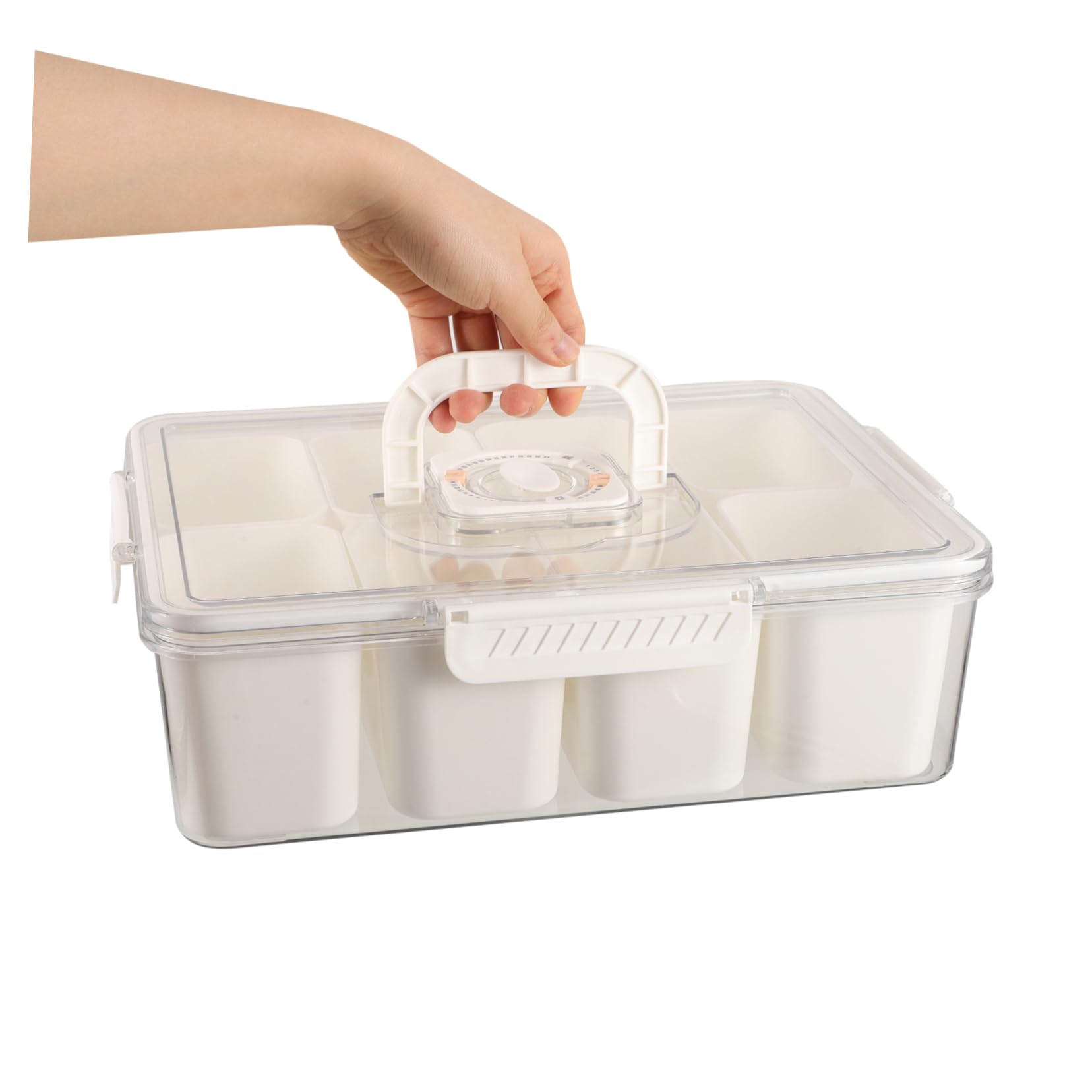 Scatola porta snack portatile in stile europeo con manico, vassoio compatto per caramelle e frutta secca per una facile conservazione e divertimento in movimento