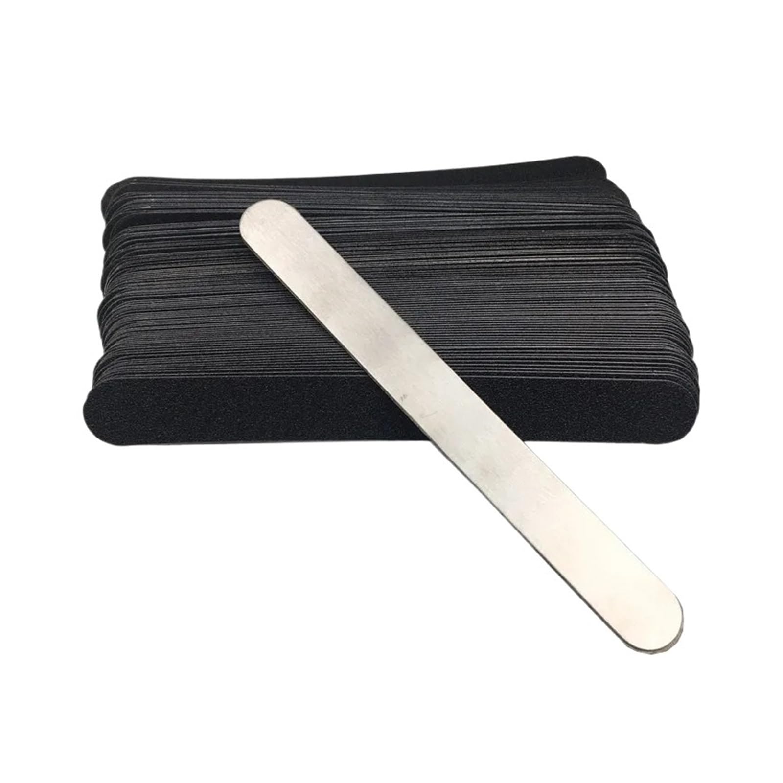 Blocco levigante per unghie, 100 lime di ricambio a grana multipla, con manico in metallo, per manicure, colore nero (grana 100 senza metallo)