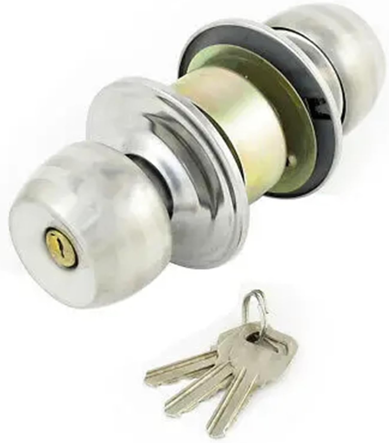 Home Bedroom Silver Tone 50mm Thickness Door Tubular Lock with 3 Keys Set 1Pcs
