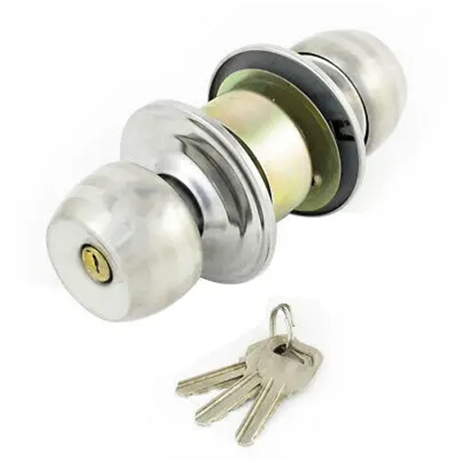 Serrure tubulaire argentée de 50 mm avec 3 clés pour la sécurité des portes intérieures