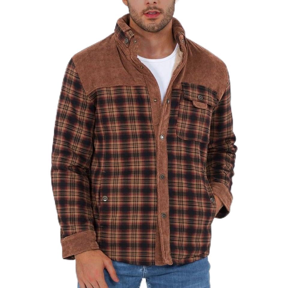 Manteau doublé en polaire homme veste à carreaux épais confection hivernale haut de gamme
