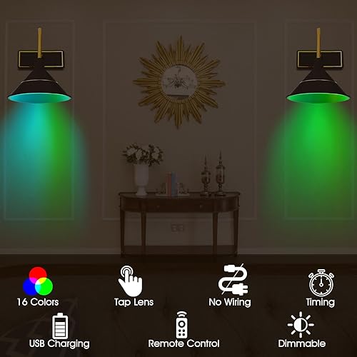 Miniatura 3 de MIOBLUE Foco LED inalámbrico alimentado por battey, luz de imagen recargable con sensor de movimiento, lámpara de pared LED de ojo de gato, lámpara