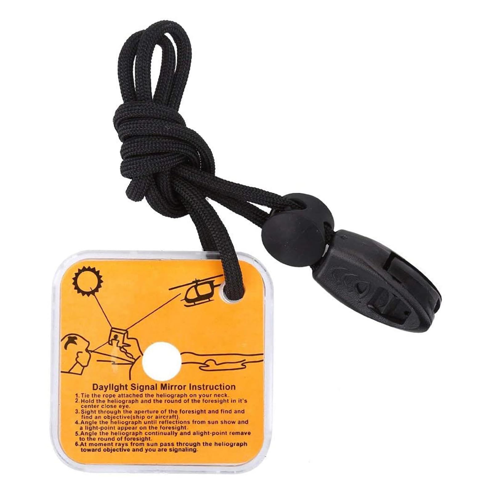 2.3 Inch Signal Mirror Survival Reflective Mirror with Aim Indicator & Whistle, Outdoor Survival Military Grade SOS Rescue Emergency Mirror for Hiking, Camping, Backpacking (A)