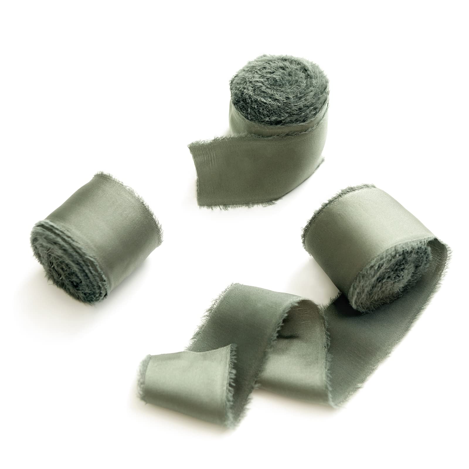 Ling's Moment Silk Satin Ribbon - 6.7 Yards, 1.5 Inch Width, Frayed Edge For Wedding Bouquets & Gift Wrapping