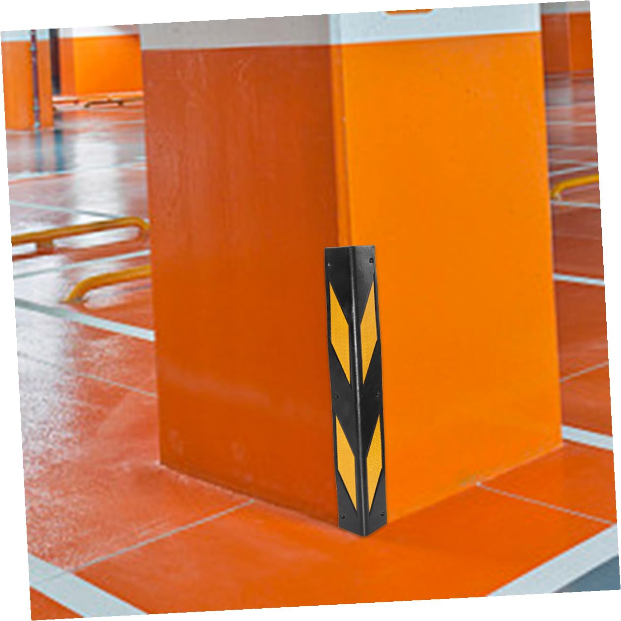 Protections d'angle en Caoutchouc Noir Bandes Réfléchissantes, 4pcs pour Murs de Garage et Piliers, Sécurité Anti-Chocs Parkings et Zones à Fort Trafic