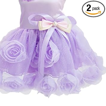 VMS INDIADog Flower Dress w/Bownot Princess Costume Tutu Skirt Sunday Dress L Purple