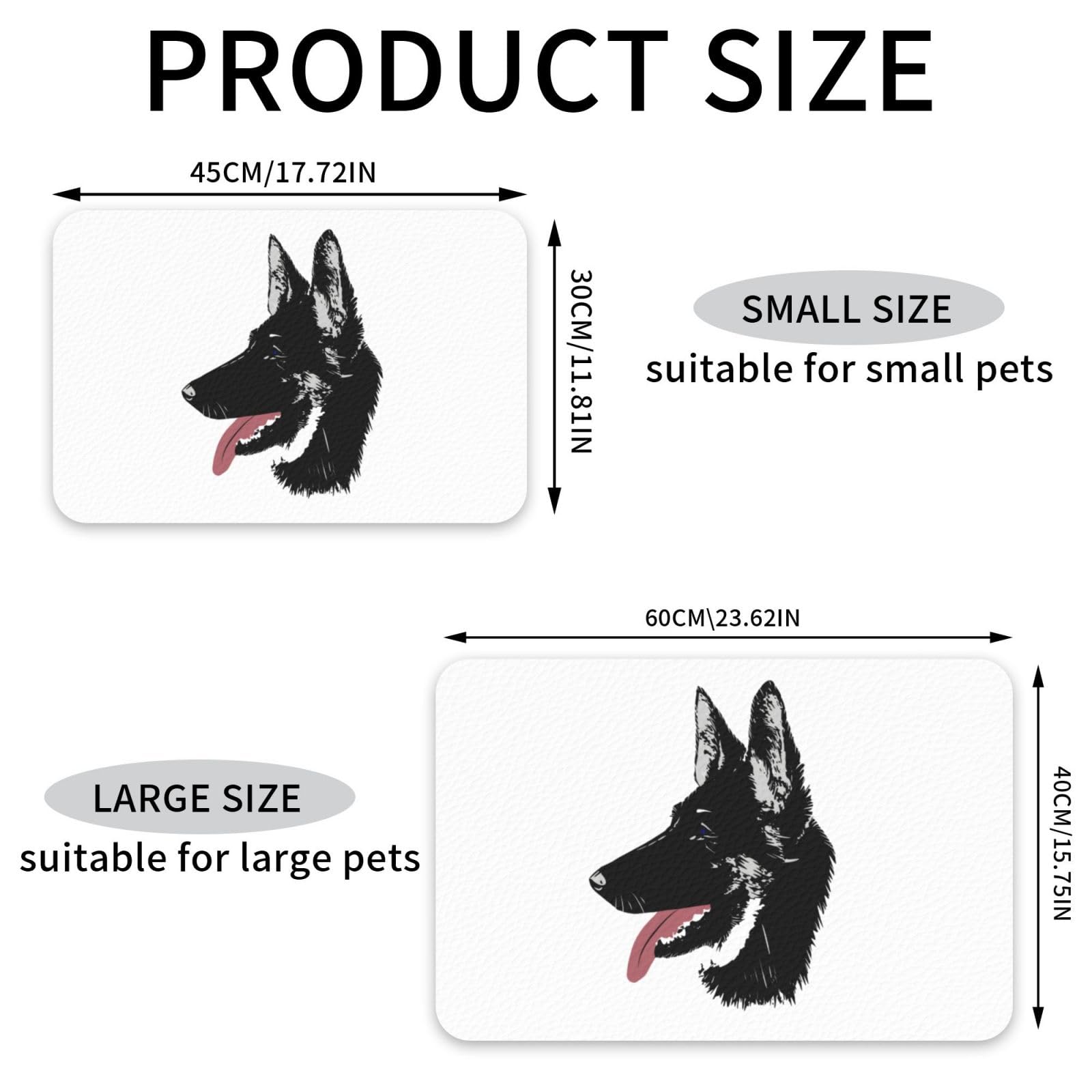 German Shepherd Absorbent Dog Mats for Food and Water Waterproof Pet Bowl Liner Anti-Slip Dog Feeding Mats Quick Dry Pet Placemat to Protect Floors
