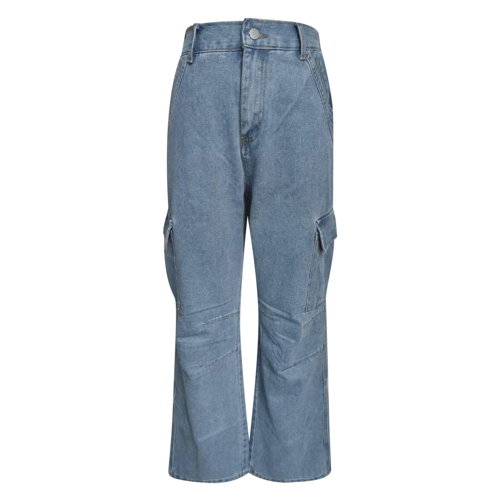 Jeans Mujer Vaqueros Pantalones Elasticos Wide Leg Cargo Ropa Casual Push Up Y2K De Tallas Grandes Baile Urbano Rectos Talla Grande