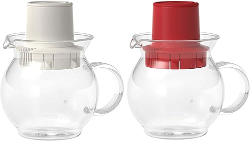 Hario Tetera de 10.1 fl oz codificada por colores para café descafeinado y regular (rojo, blanco, paquete de 2) (2 artículos)