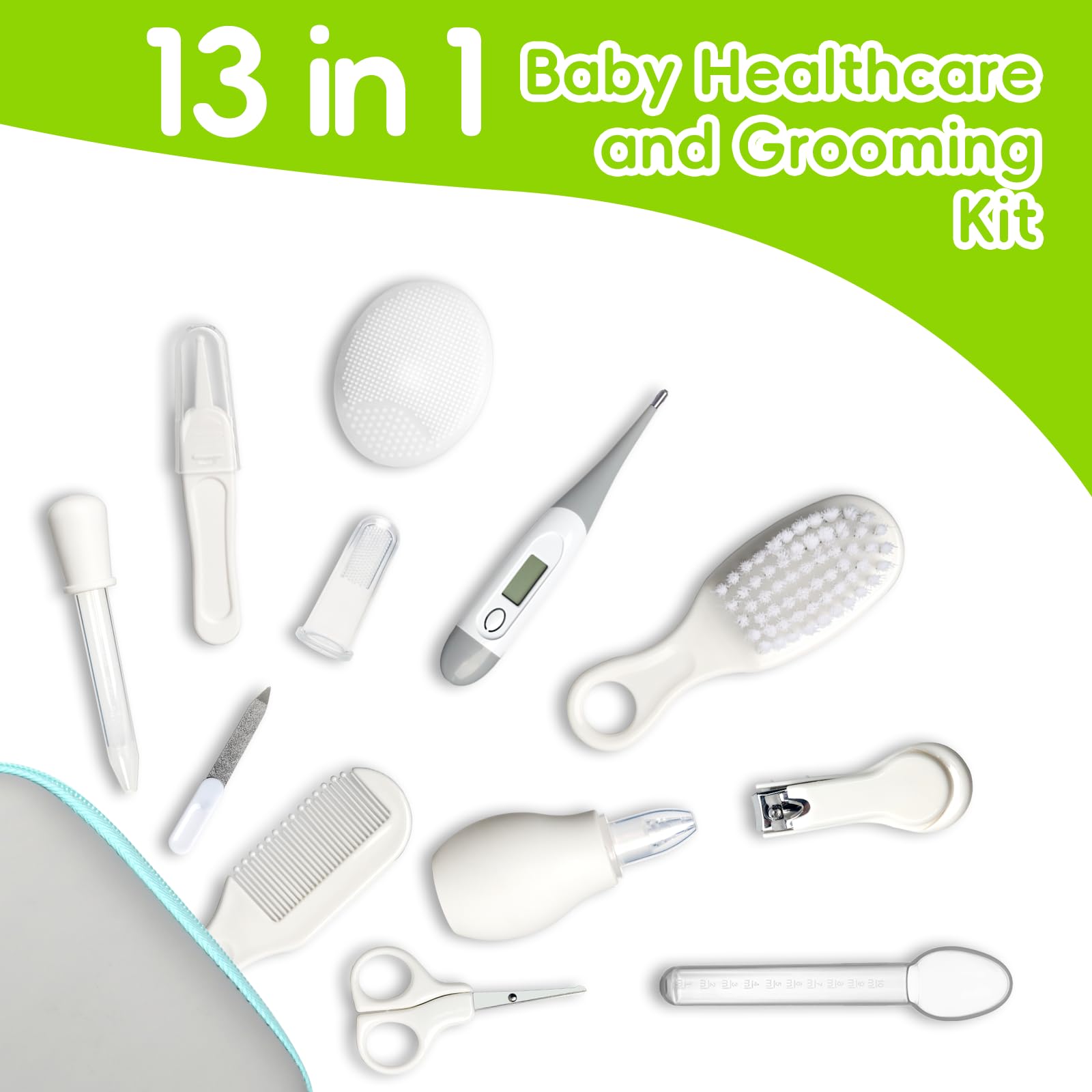 Baby Healthcare and Grooming Kit, Portable Baby Safety Care Set, Baby Essentials kit for Newborn(Grey White 13 in 1)