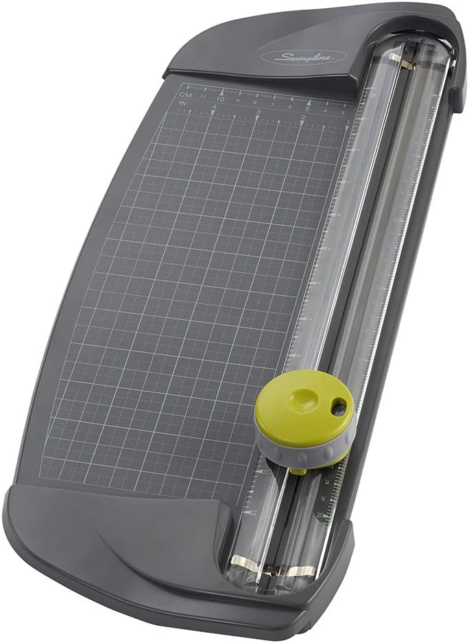 Swingline Paper Trimmer, Rotary Paper Cutter, 12" Cut Length, 5 Sheets Capacity, Dial-A-Blade, SmartCut (1312) : Rotary Paper Trimmers : Office Products
