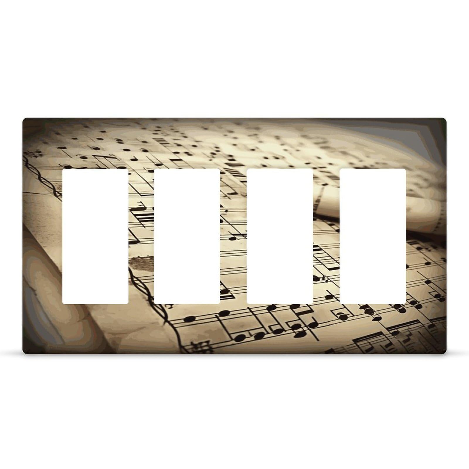 Sheet Music Wall Plate Cover Unbreakable Thermoplastic Faceplate Cover Receptacle Outlet Covers Rocker Light Switch Covers 4-Gang Hidden Screw Face Plate for House 8.3x 4.7
