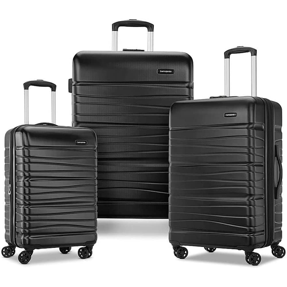 Samsonite 145796-1027 Evolve SE 3 Piece Spinner Luggage Set, Bass  Bundle with Deco Gear 10 Piece Luggage Accessory Kit: Black