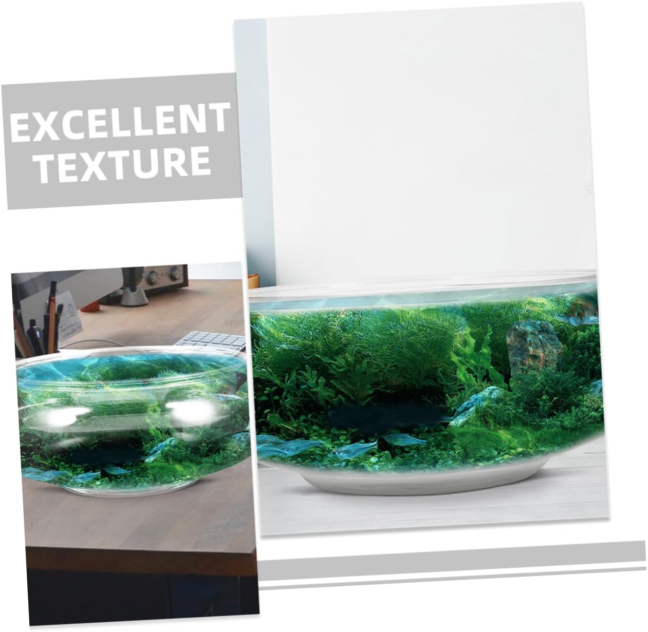 2pcs Transparent Desktop Fish Tank Unbreakable Round Goldfish Breeding Bowl Easy to Clean Aquarium for Home Decor for Office and Small Spaces Capacity