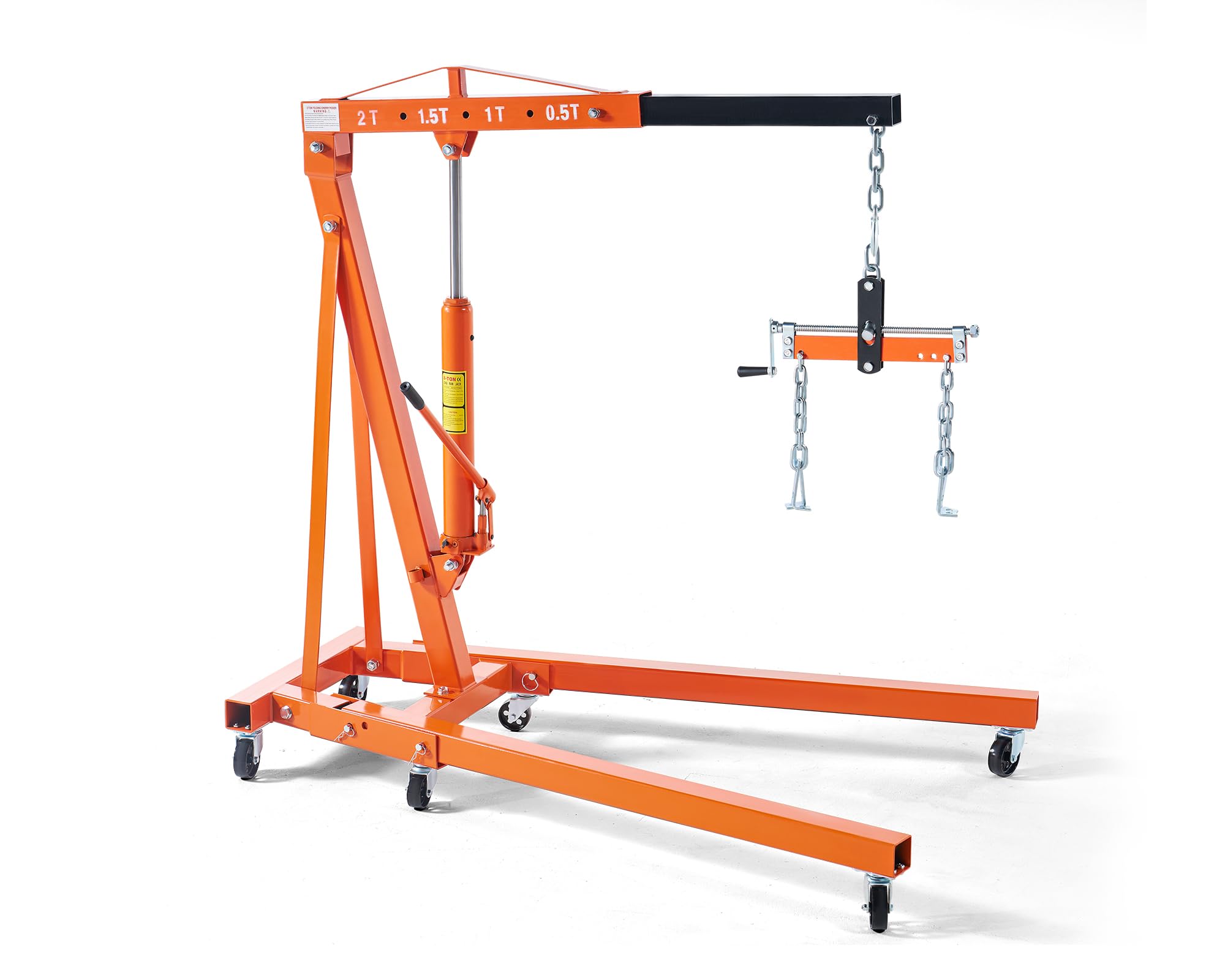Albott 2-Ton Hydraulic Engine-Hoist with 6 Wheels(with Lever), Foldable Heavy Duty Lift, 4400 LB Capacity Cherry Picker for Workshops, Garages, and Warehouses