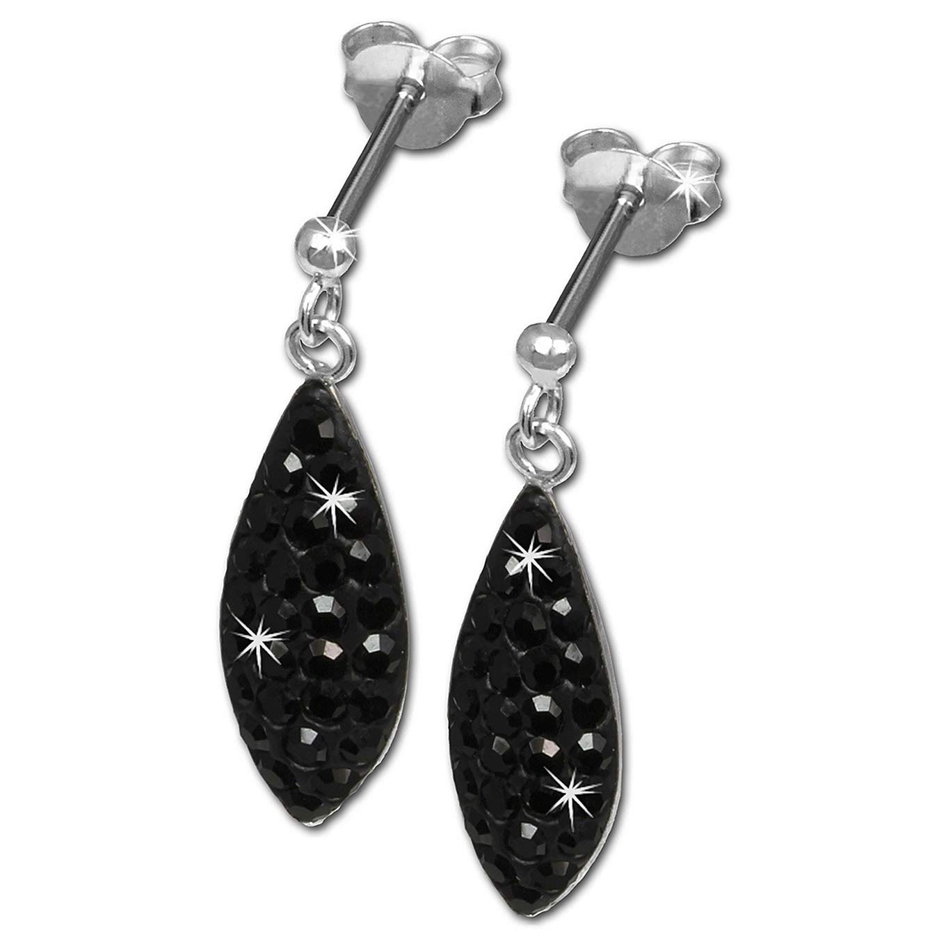Orecchini Pendenti Farfalla Nera In Argento 925 Con Cristalli Preciosa - SilberDream - 5