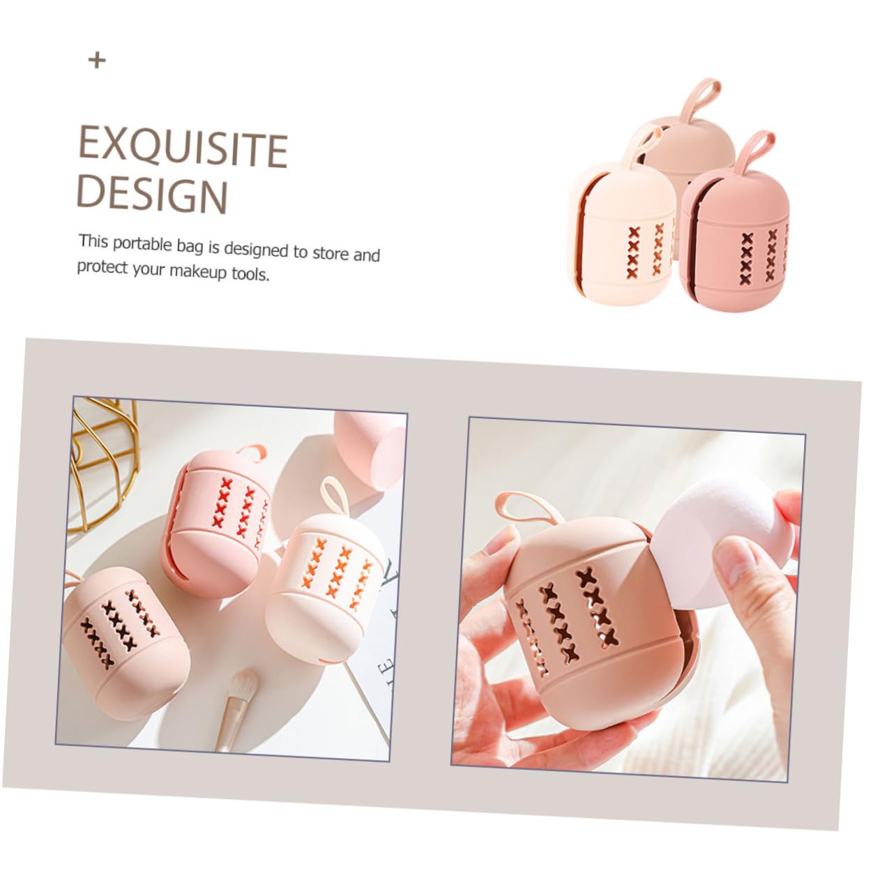 FRCOLOR 15 Piezas Bolsa de almacenamiento de de belleza envase borla para empolvarse soporte de esponja de belleza para viajes estuche de esponja de belleza huevo de belleza viajar