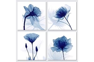 Pyradecor Blue Flickering Flower: Abstract Canvas Art for Modern Decor
