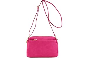 FashionPuzzle Small Triple Zip Crossbody Bag in Sweet Pink