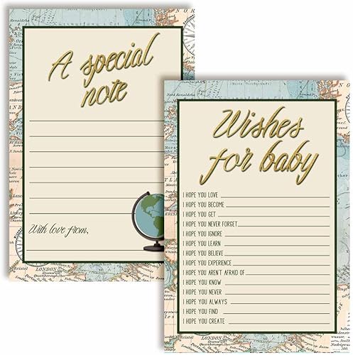 Adventure Awaits Baby Wishes Cards 20, 4 x 6 pulgadas, gran recuerdo y actividad divertida para baby showers, deseos para recuerdos de bebés de