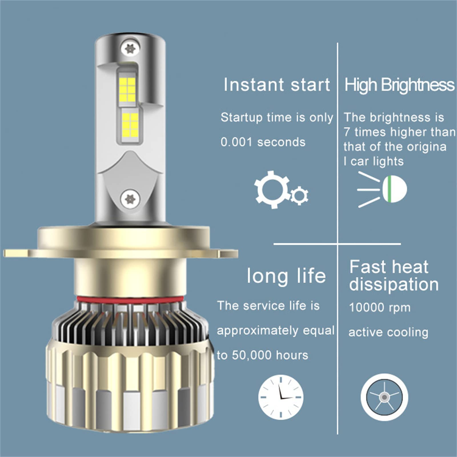Bombillas LED De 130 W, 13000 Lm, Bombillas Halógenas De Repuesto De Brillo, Luces LED Blancas Frías De 6000 K, Plug And Play, IP68, Paquete De 2,H4