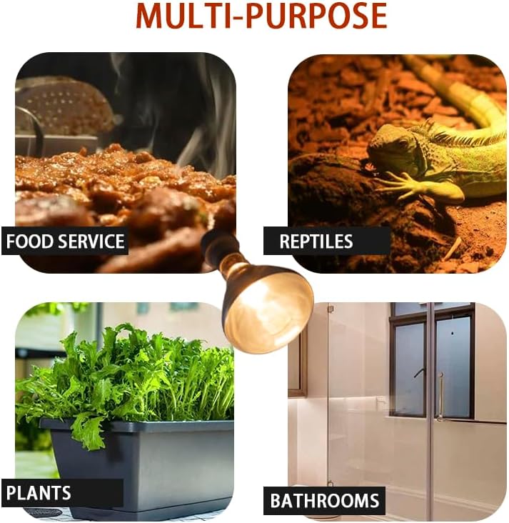 Miniatura 5 de Paquete de 2 bombillas infrarrojas transparentes de 250 W para servicio de alimentos, bombilla de criador, pollos, mascotas, baño, terapia de luz,