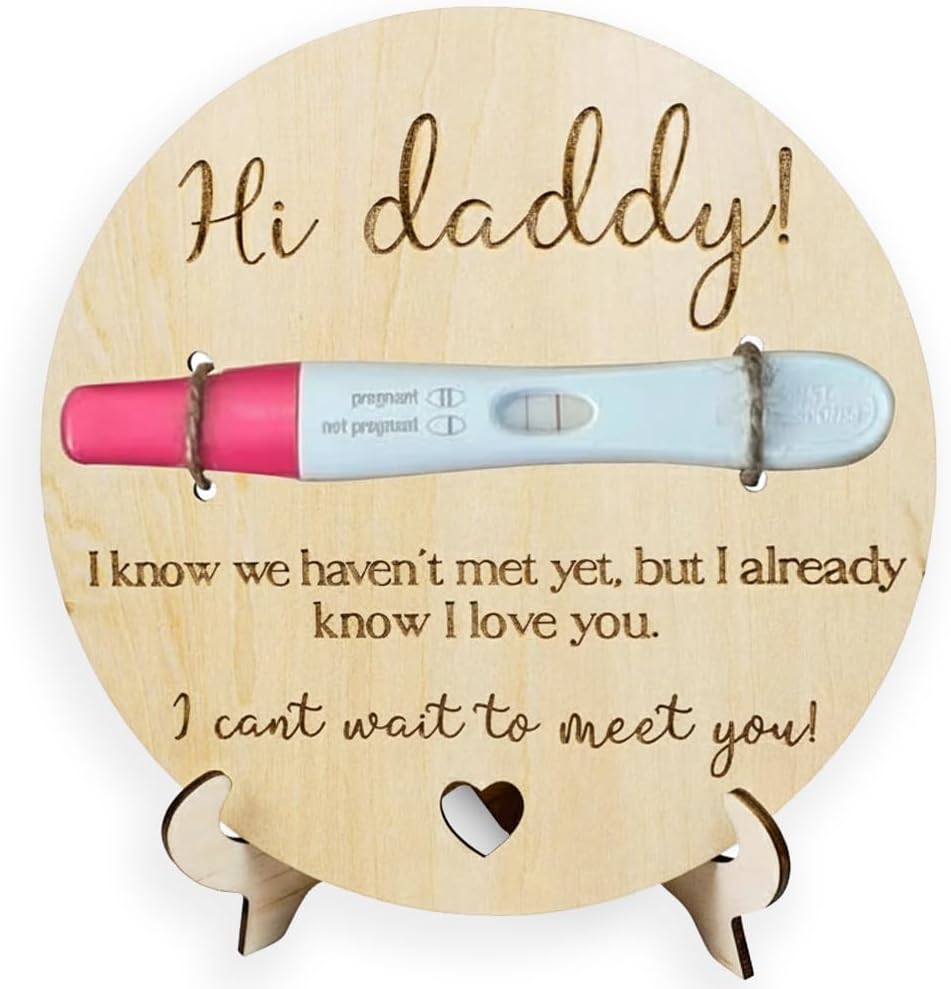 Pregnancy Announcement For Daddy Keepsake Wooden Sign, Hi Daddy Pregnancy Test, Baby Surprise Reveal To Husband