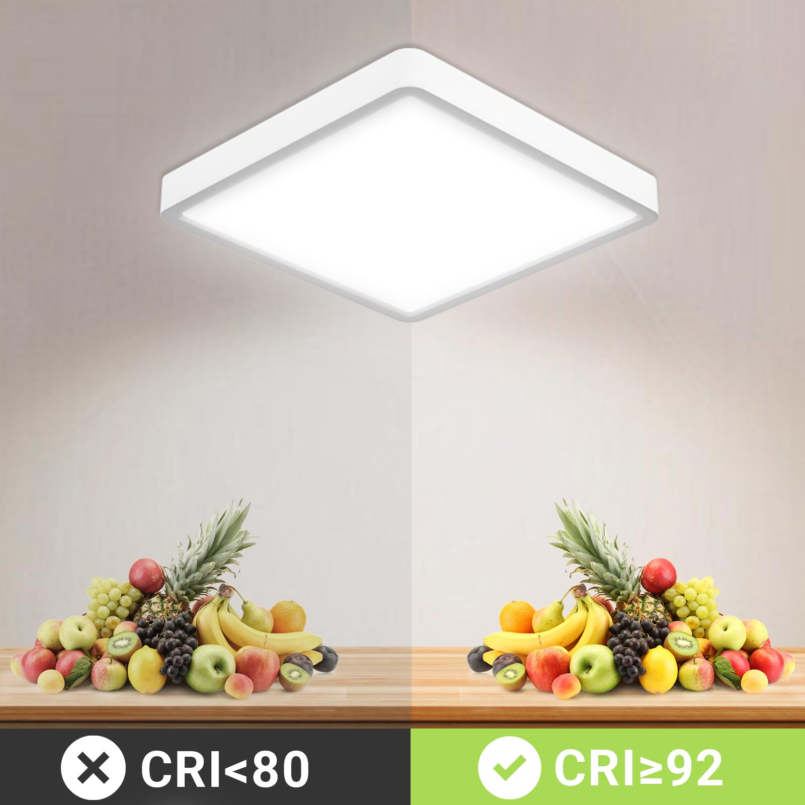 LQWELL® Plafoniera Lampada da soffitto a LED, IP44 Lampada da bagno impermeabile Quadrata piatta 18W 6000K 1600LM Sottile per soggiorno Bagno Camera da letto Cucina Seminterrato Ufficio, 220 * 24mm