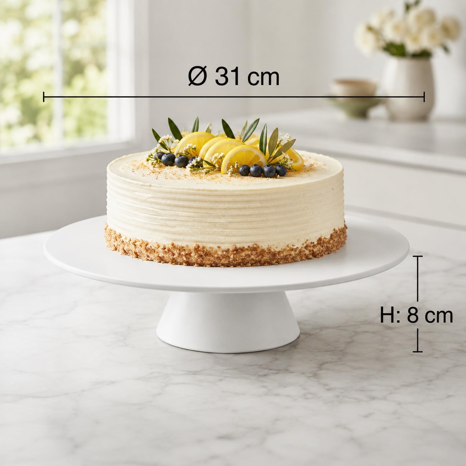 APS - Modelo : 83890 - Bandeja Para Pasteles Blanco - Dimensiones : 31 X 8 Cm