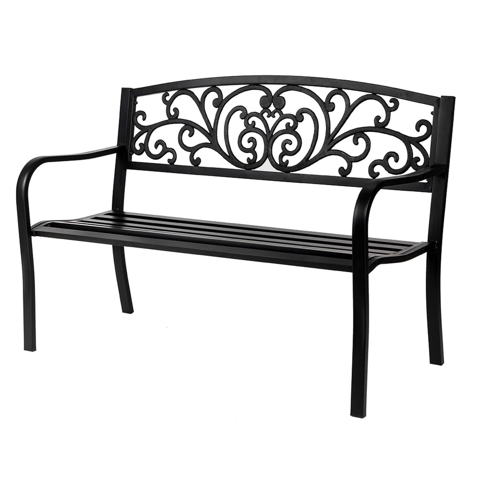 Buy 2 Seater Garden Benches, 127cm Metal Garden Seat with Curved