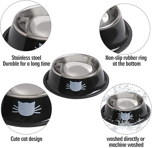 Miniatura 4 de JOCHA Juego de cuencos de agua para comida y agua para gatos de interior de acero inoxidable, cuencos de alimentación para perros pequeños y