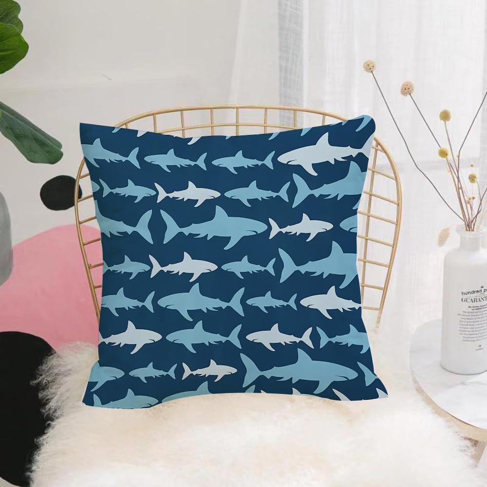 Hyosxw Shark Pattern Hand Drawndoodle Shark. - A9 Cushion Cover,Throw Pillow Case Home Decorative For Living Room Bedroom Sofa Chair 18X18 Inch,Shark Pattern Hand Drawndoodle Shark.,Pillowcase 45X45cm