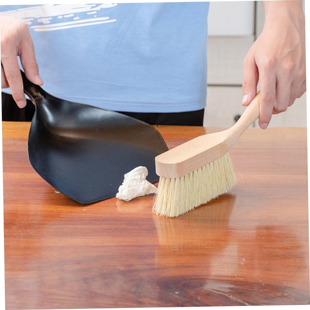 Mini Dustpan and Broom Set 12.59X8.46X1.96In Portable Cleaning Accessory Ergonomic Handheld Dustpan with Brush for Household Desktop and Floor Sweeping