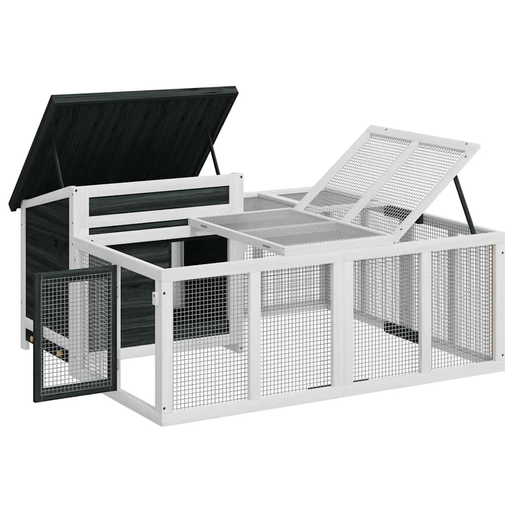 vidaXL Kaninchenstall, Hasenstall mit Nistkasten Freilaufgehege, Kaninchenkäfig für Außenbereich, Kleintierstall Kleintierhaus, Mokka Massivholz Kiefer